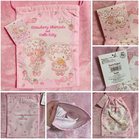 RARE Sanrio Hello Kitty x Strawberry Shortcake Pink Pouch Cup Bundle - Picture 3 of 6